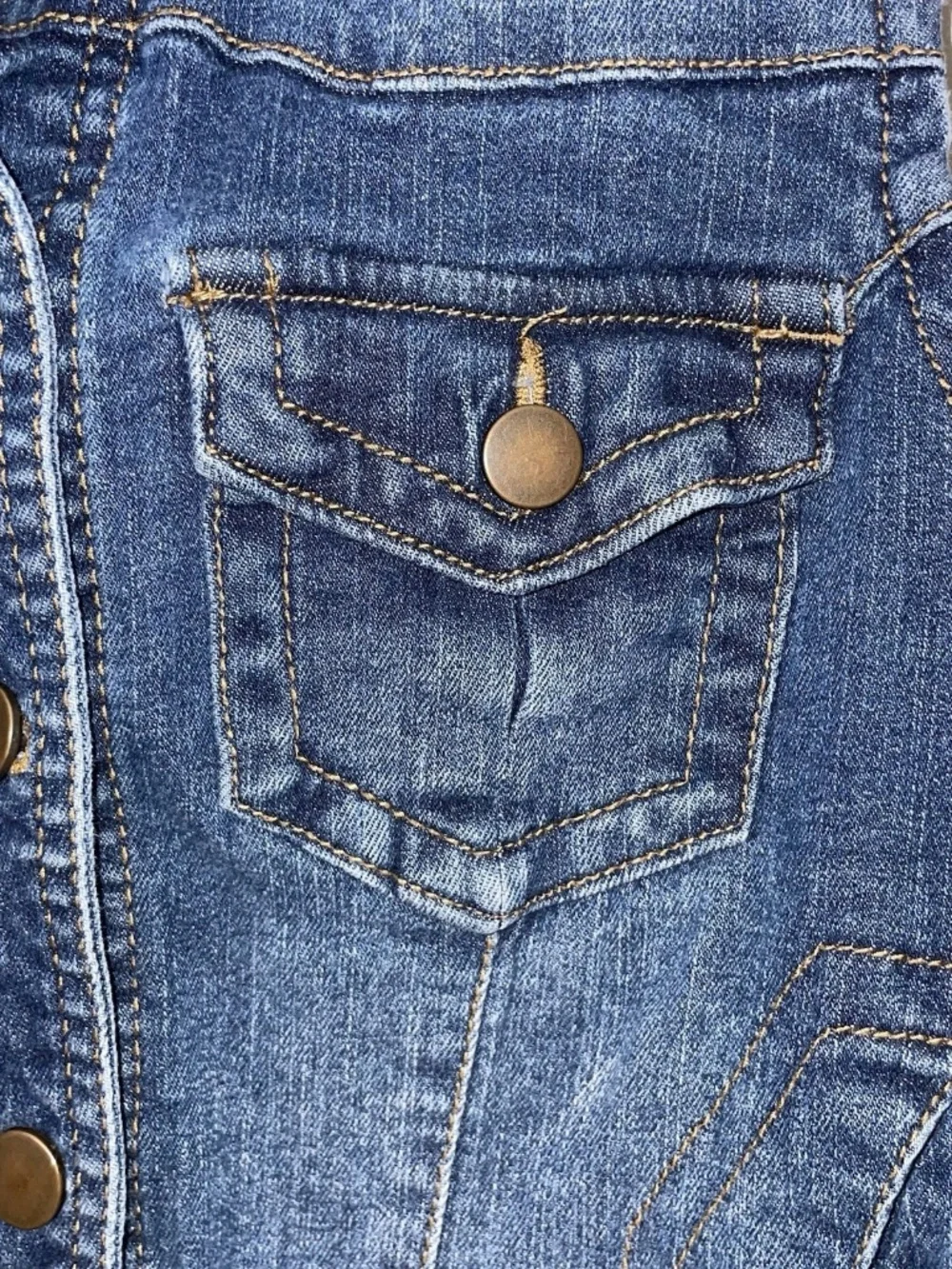 Love Fire Denim Jean Vest Girl's Small Blue Casual Pockets